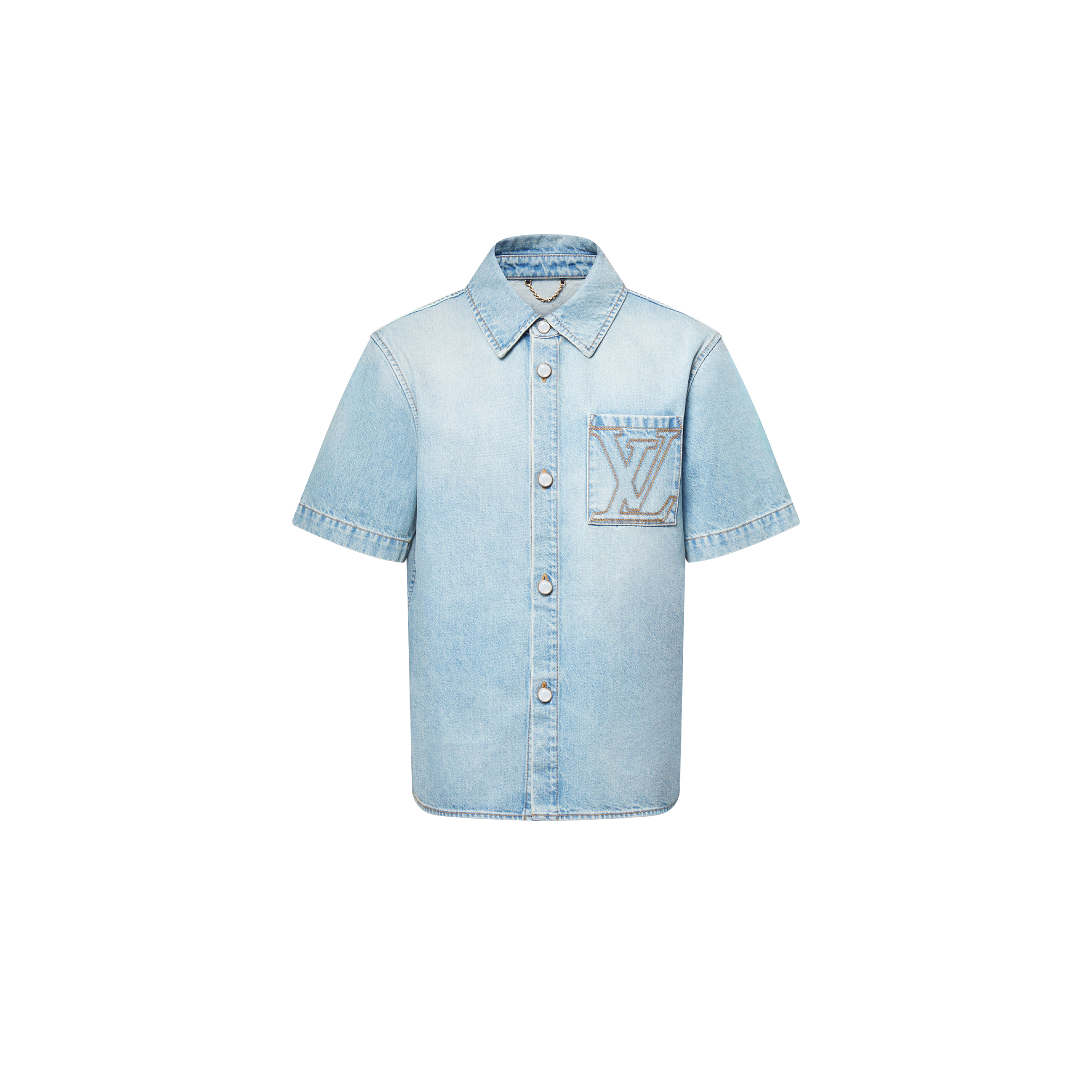 LOUIS VUITTON SHORT-SLEEVED DENIM SHIRT 1AGJOP